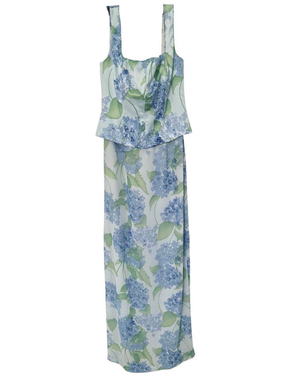 Adrianna Papell Occasions VTG Blue and Green Pastel Floral Fairycore Formal Gown